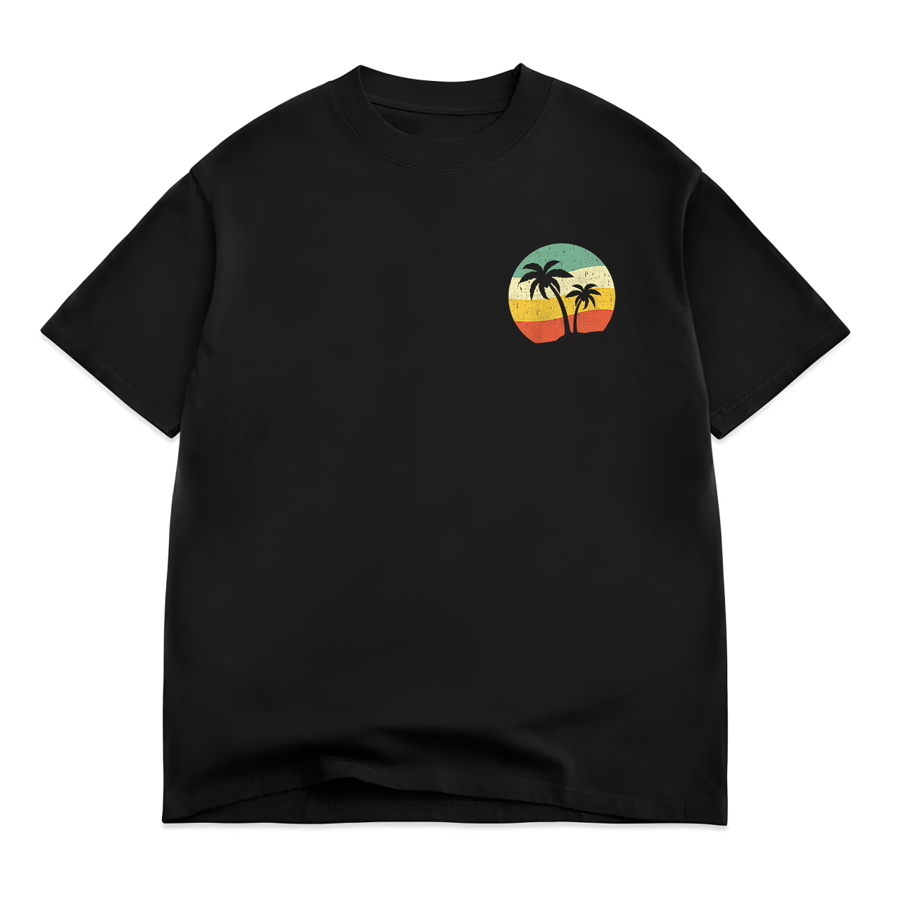 Pocket Palm Tree Retro Sunshine Summer Vacation Beach T-Shirt