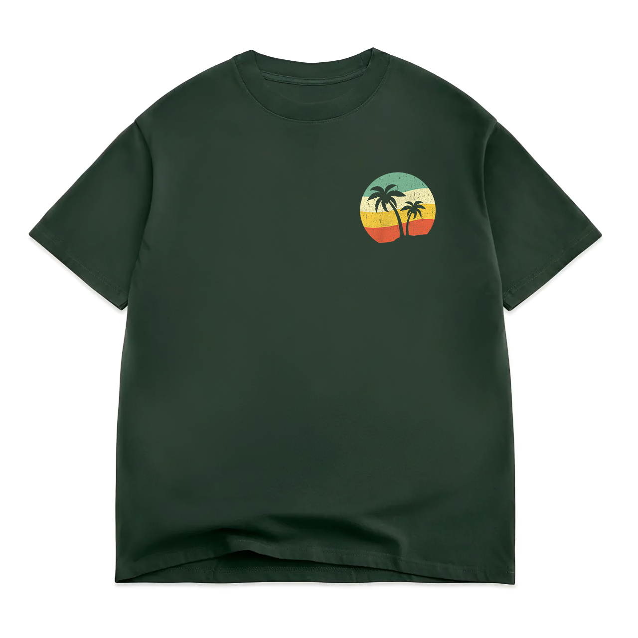Pocket Palm Tree Retro Sunshine Summer Vacation Beach T-Shirt