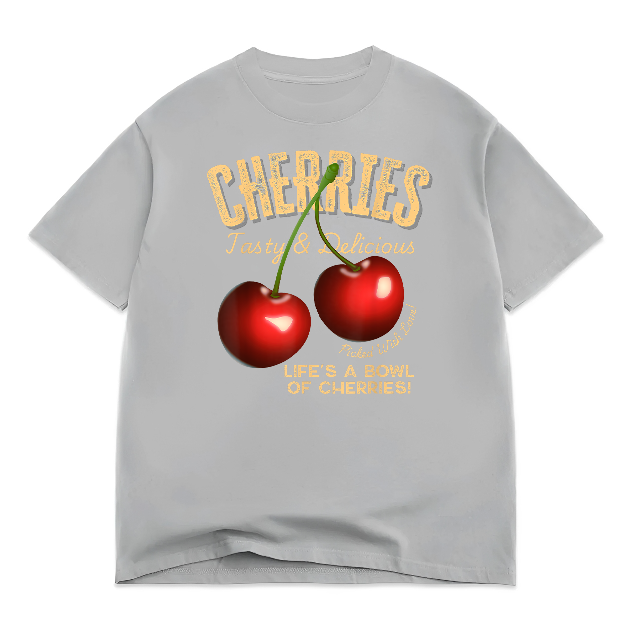 Cherries Retro Style Vintage Tee, Old-Style Cherries Fruit T-Shirt